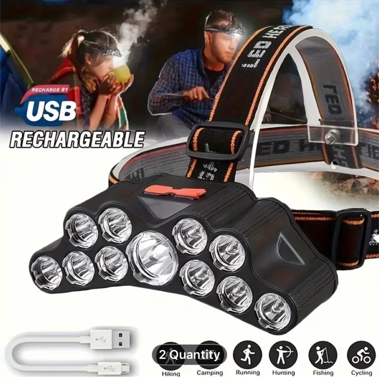 1pcs 11 Core LED Headlamp, Outdoor USB LED - photo 5