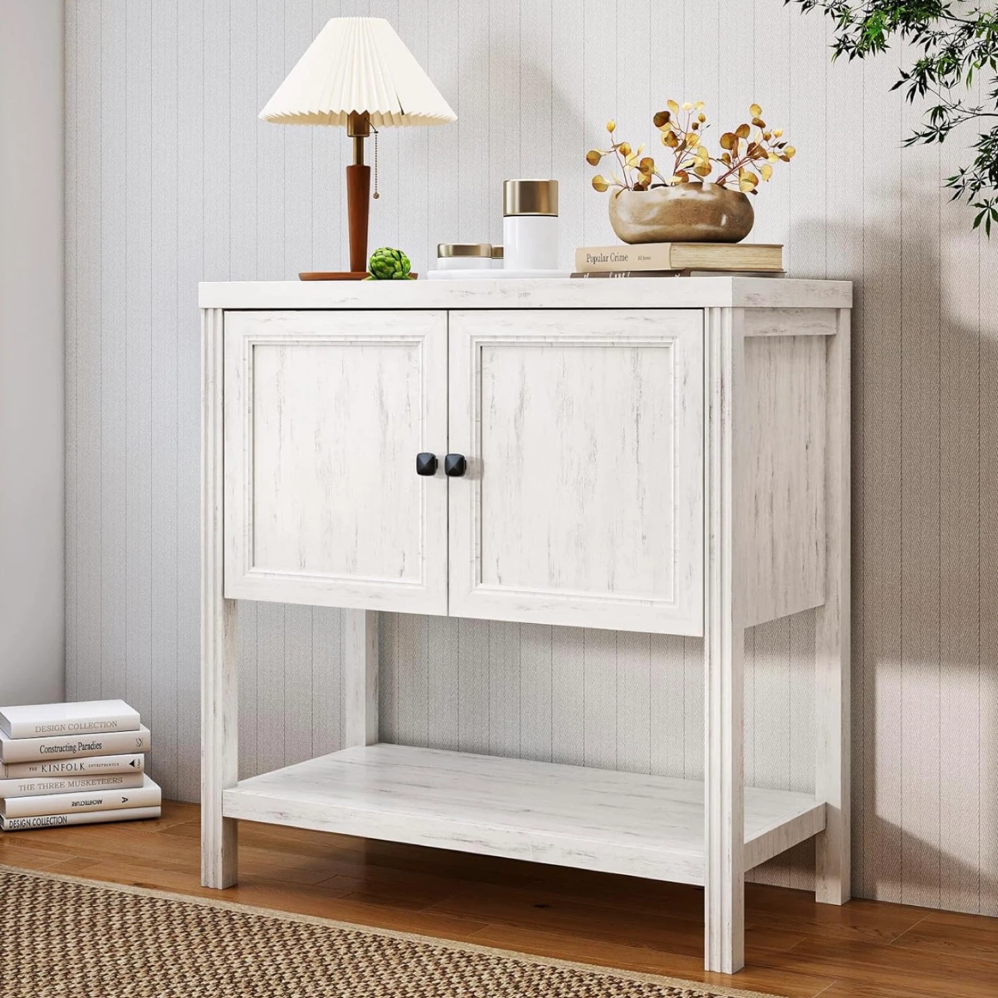 Farmhouse Entryway Table with Storage – 31.5" Narrow Console Tab