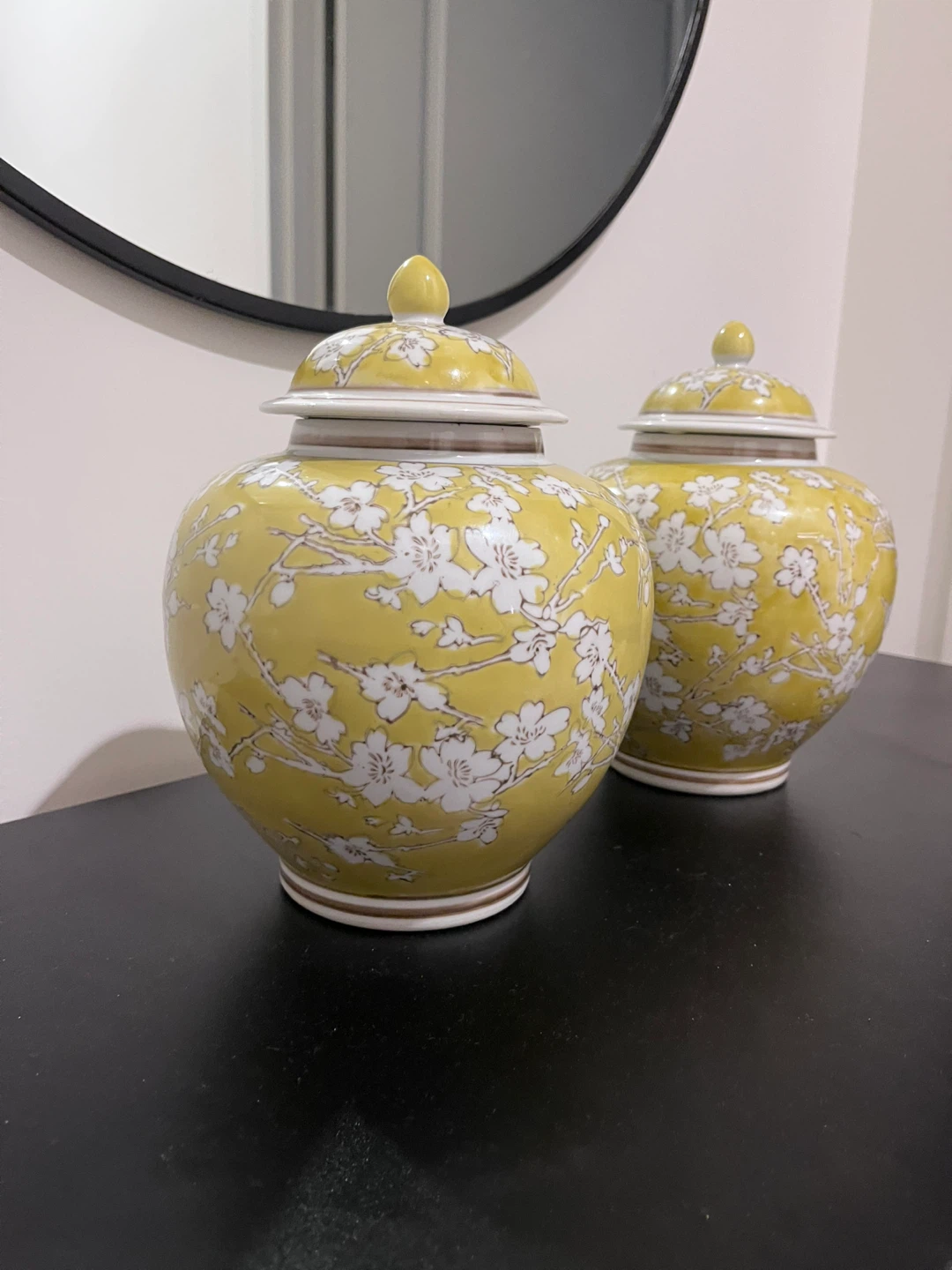 Yellow Ginger Jars with Floral Design - Set of 2 - photo 2