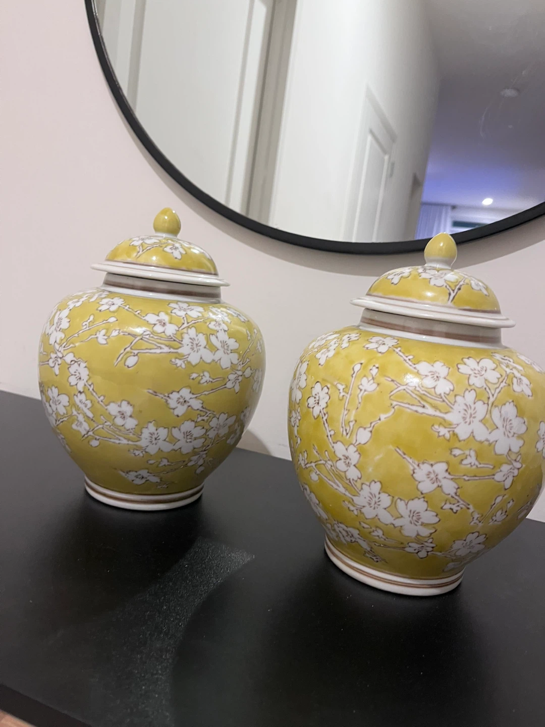 Yellow Ginger Jars with Floral Design - Set of 2 - photo 3