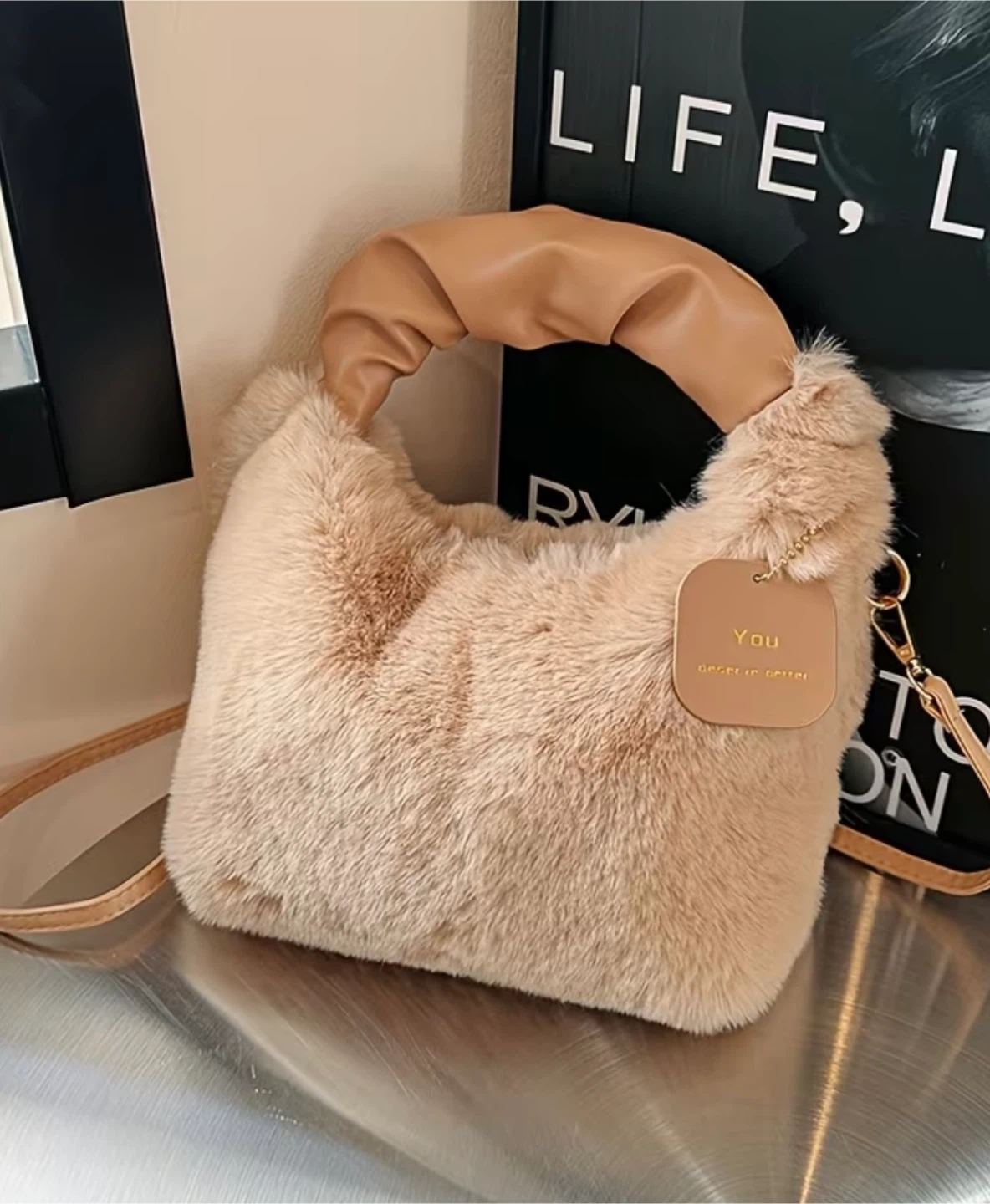 New  Plush Bag - Beige