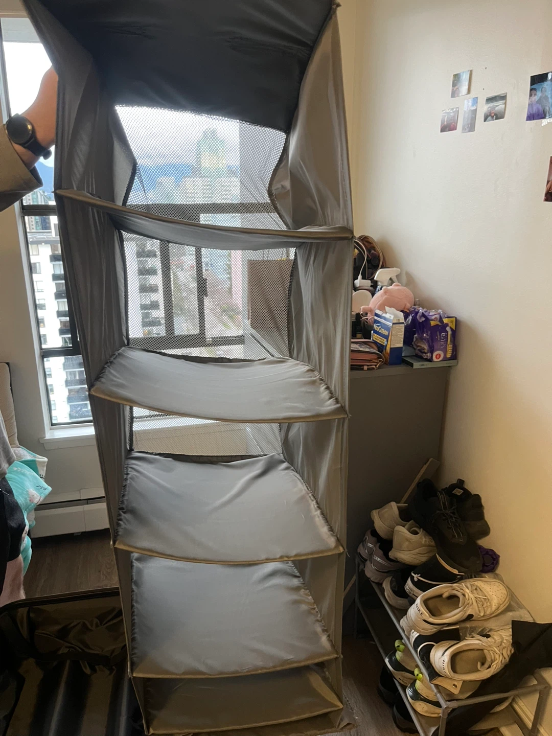 Grey 5-Shelf Hanging Closet Organizer