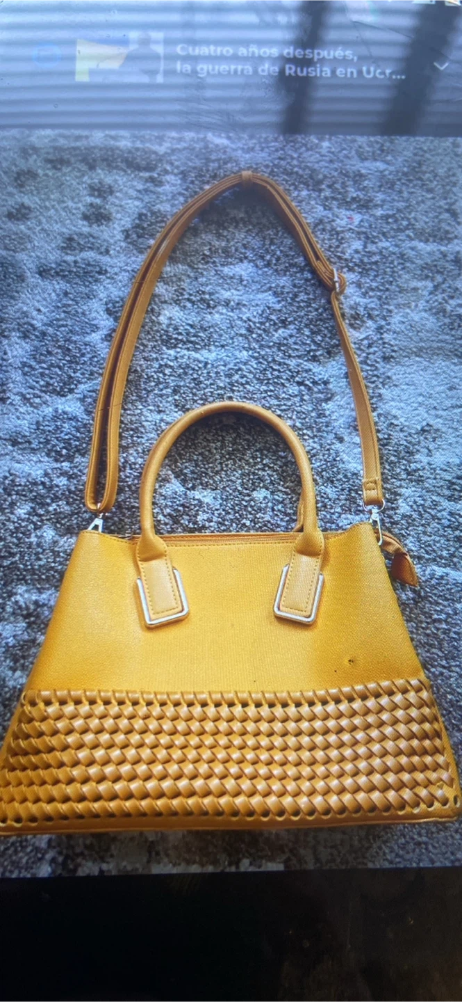 Yellow Tote Handbag with Shoulder Strap