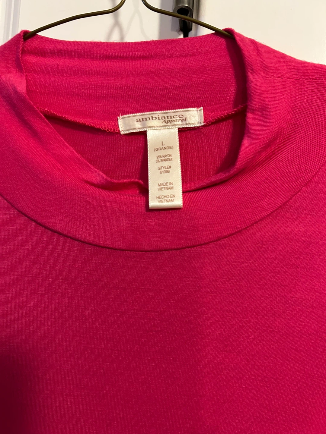 Ambiance Apparel Pink Mock Neck Long Sleeve Shirt Size L - photo 2