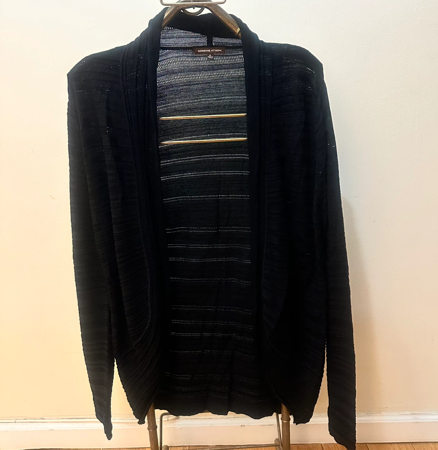 Adrienne Vittadini Black Open Front Cardigan Sweater XL