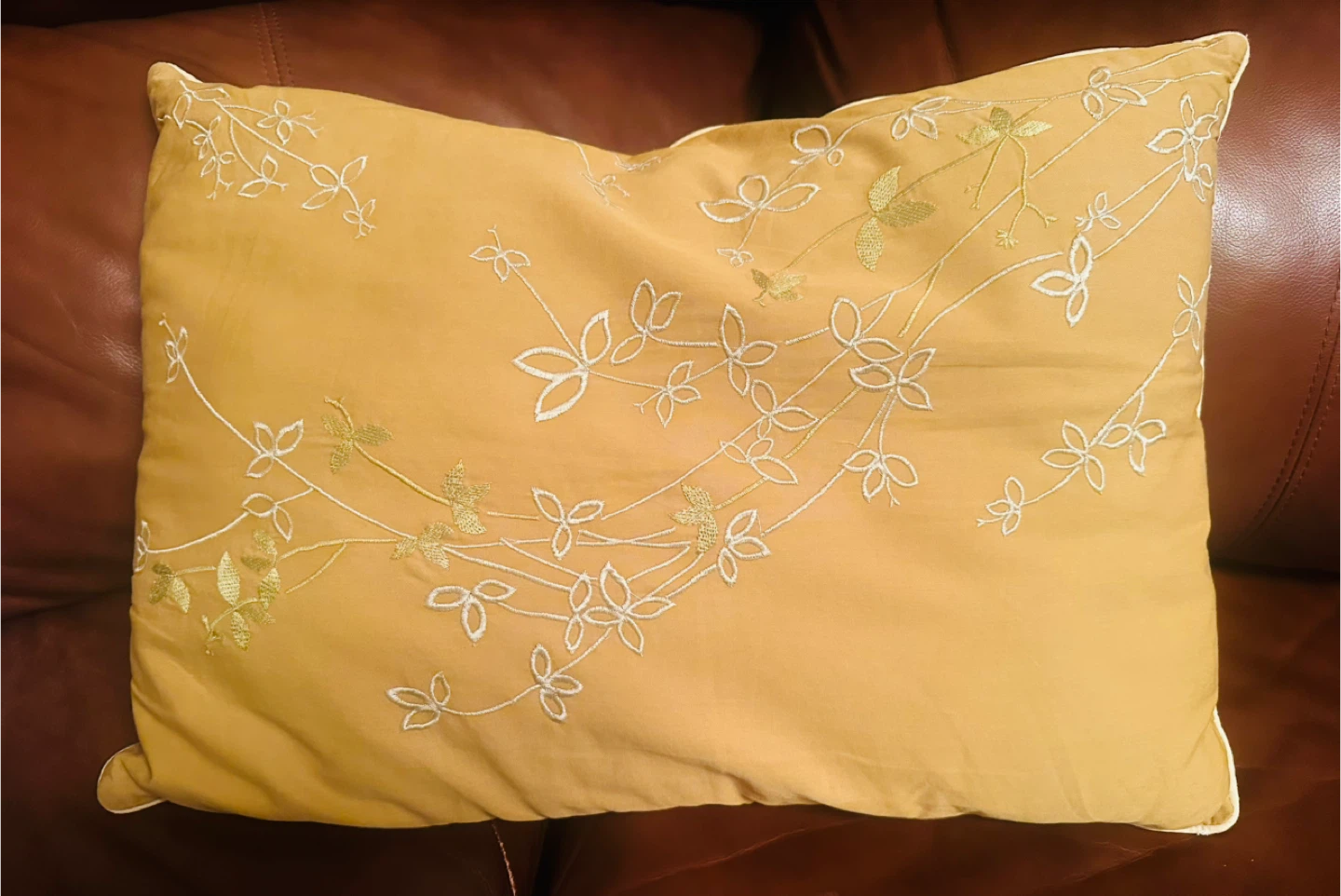 Storehouse Decorative Throw Pillow - Yellow Floral Embroidered