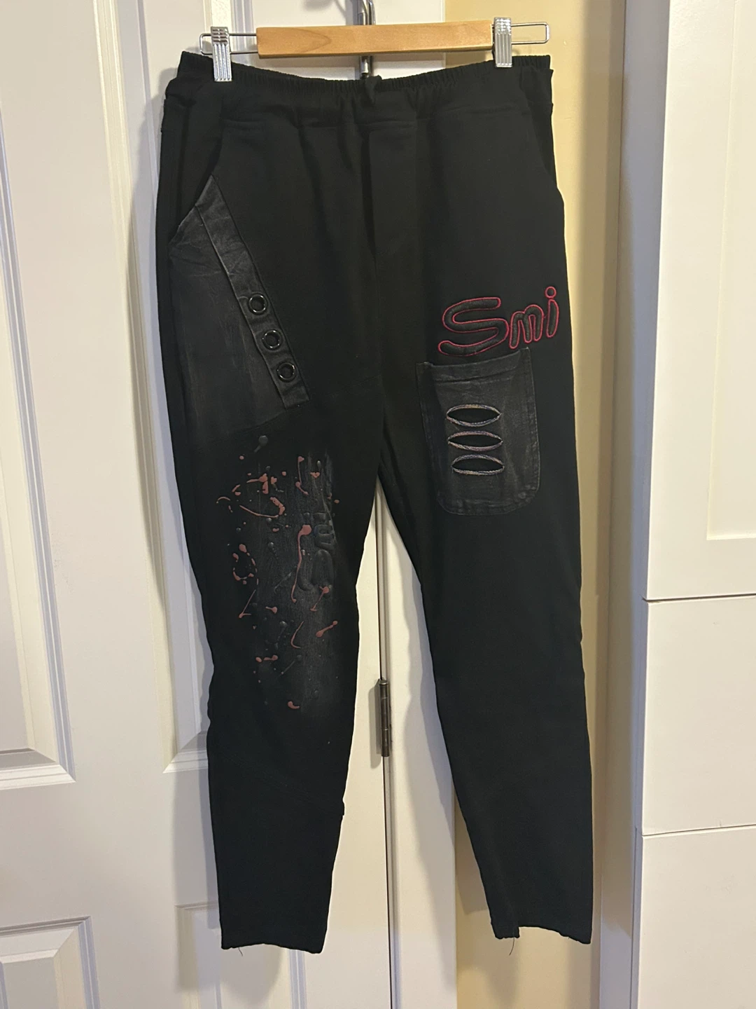 Black Pants with Paint Splatter Detail