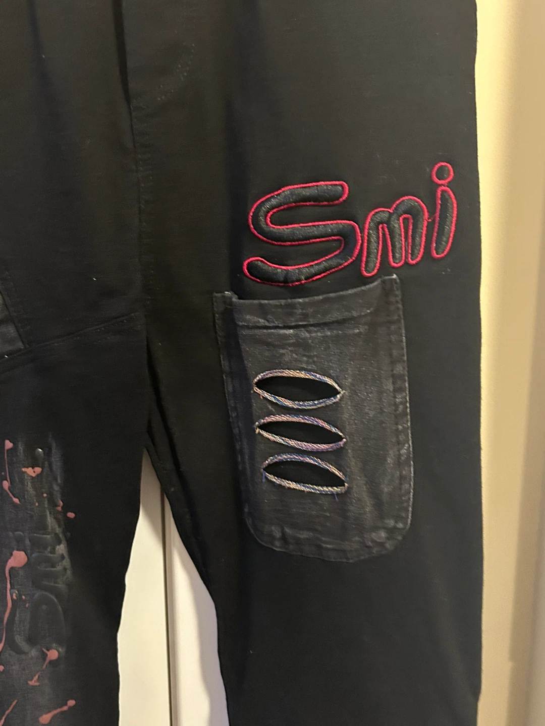 Black Pants with Paint Splatter Detail - photo 2