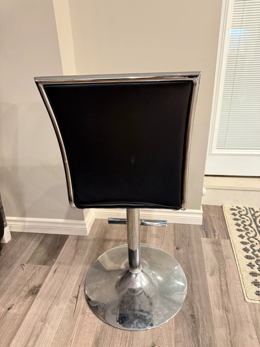 Black leather Bar Stool (non-adjustable) - photo 3