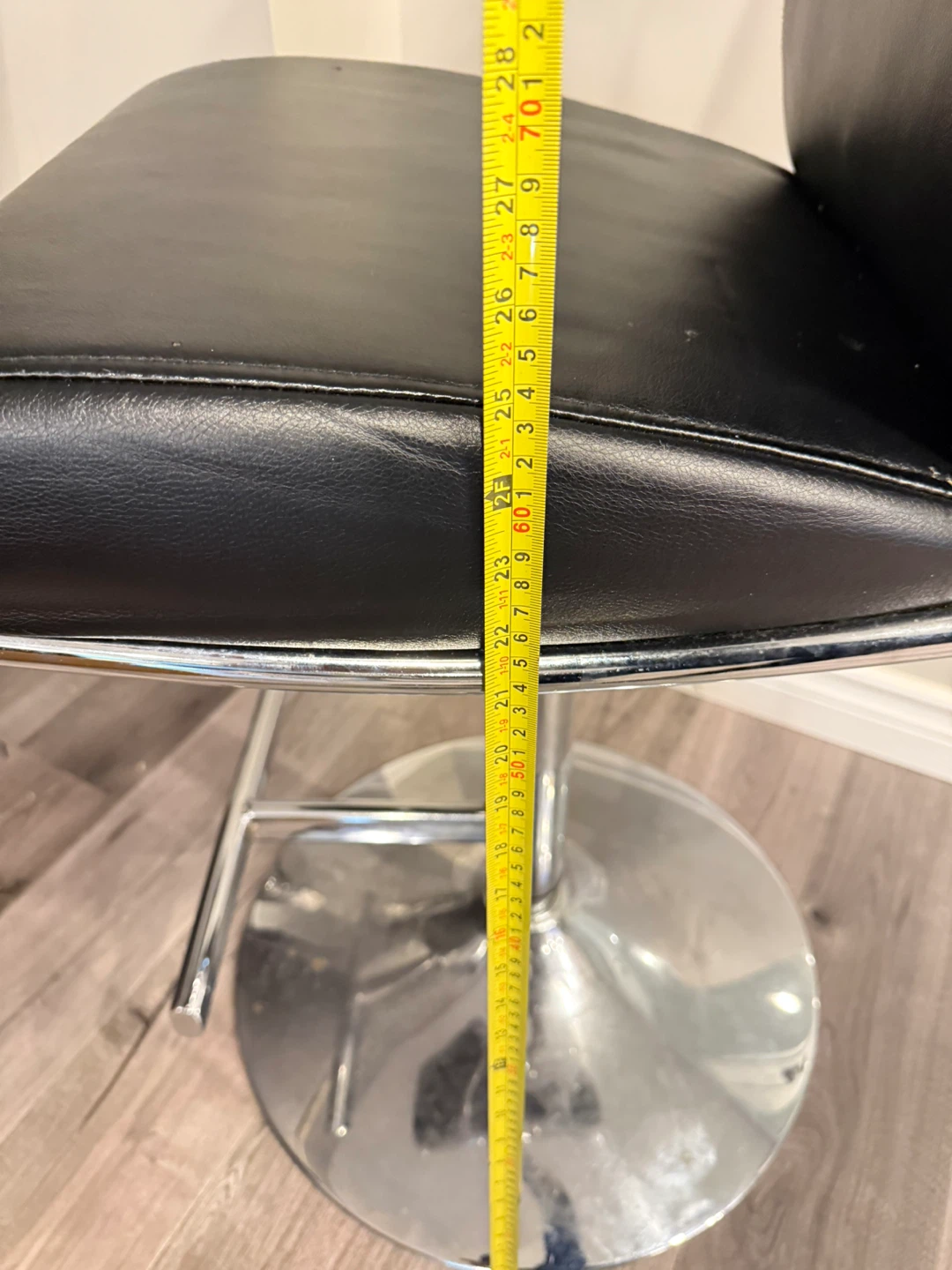 Black leather Bar Stool (non-adjustable) - photo 5