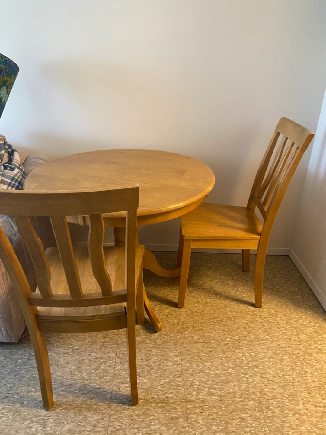 Wooden Round Dining Table with 2 Chairs
