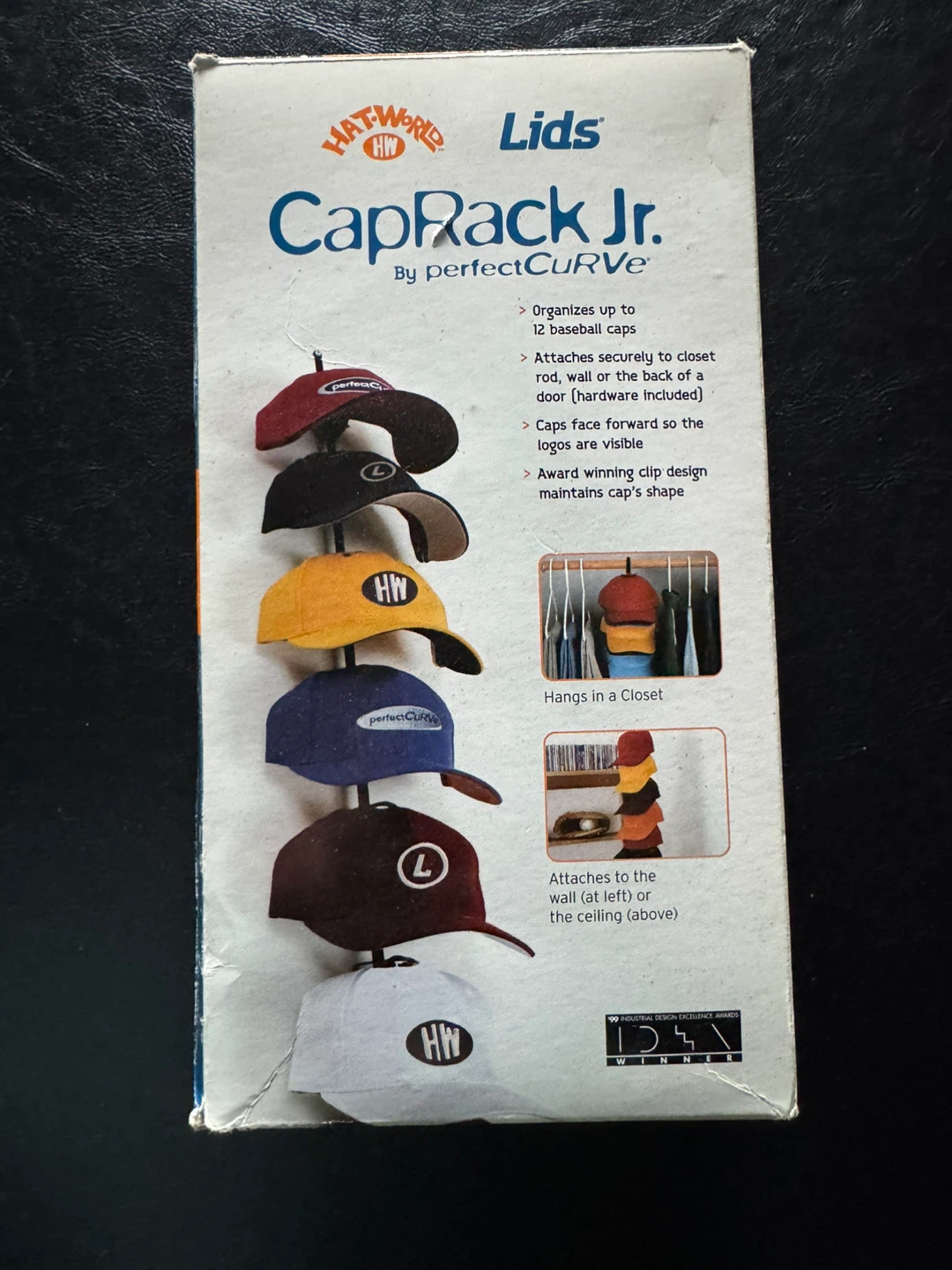 Perfect Curve CapRack Jr. Baseball Cap Organizer - Holds 12 Caps