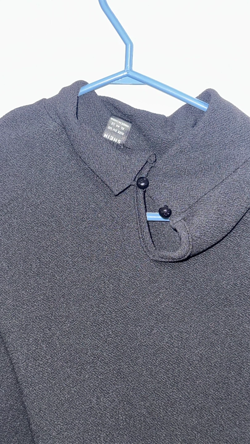 Black Shein Blouse with Pearl Embellishments - photo 2