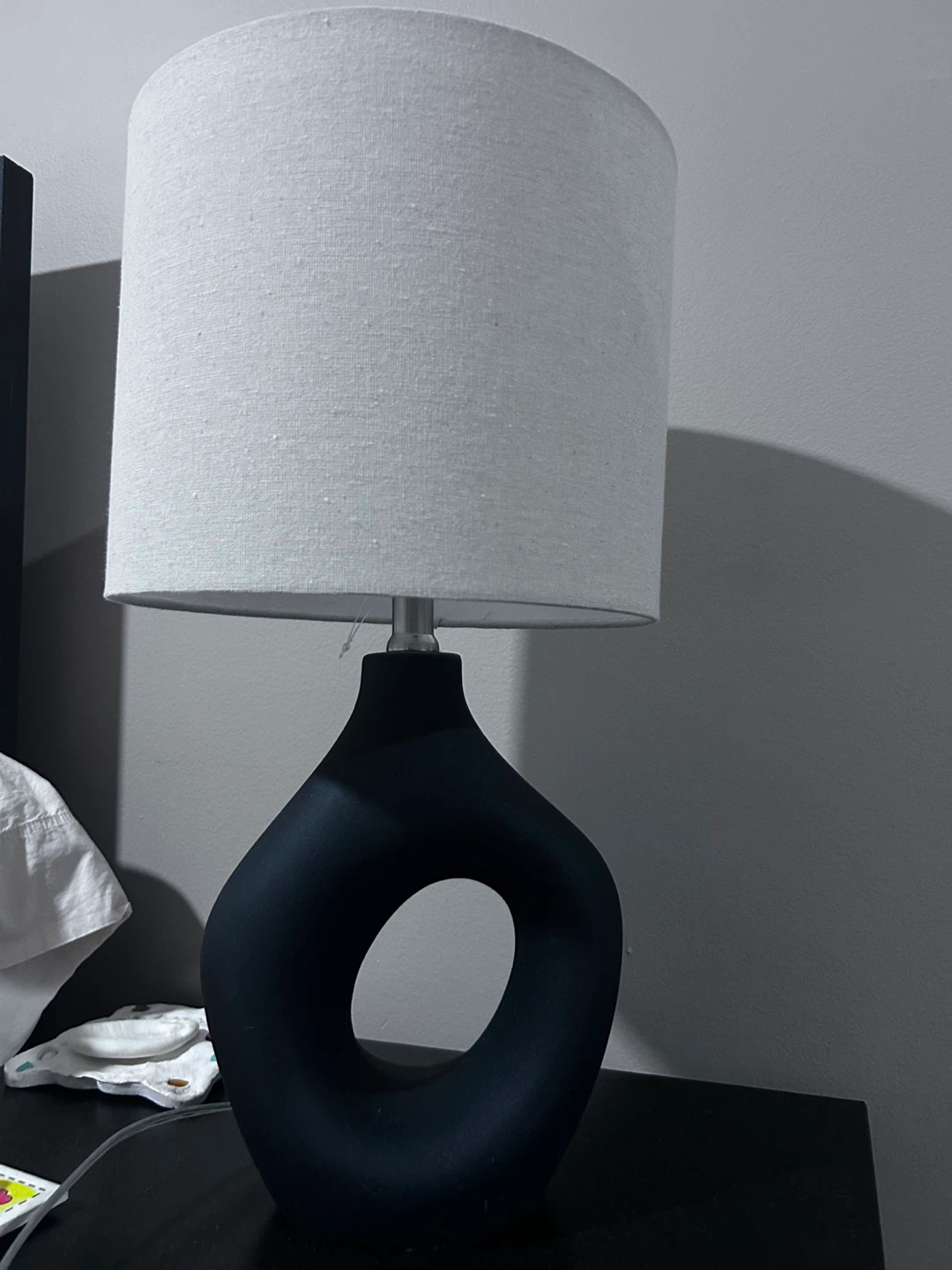 Modern Black Table Lamps with Linen Shades (Set of 2)
