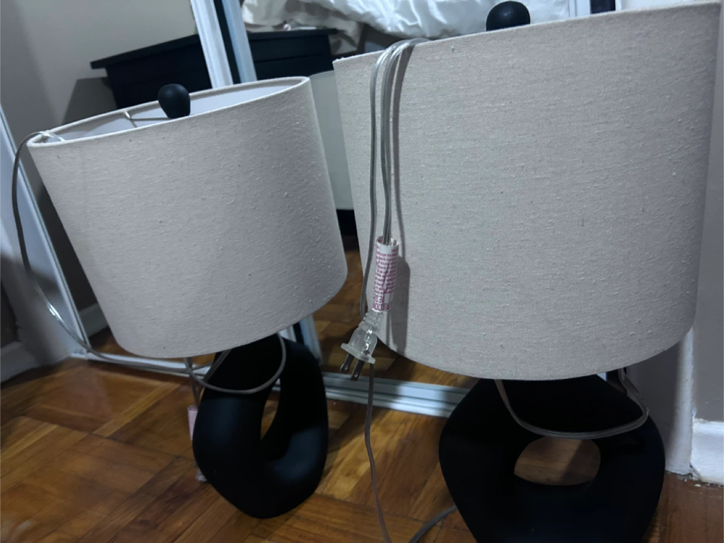 Modern Black Table Lamps with Linen Shades (Set of 2) - photo 2