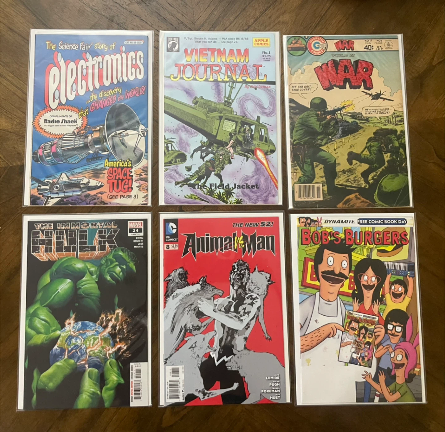 Vietnam Journal, War,  Hulk, Animal Man, Bob's Burgers