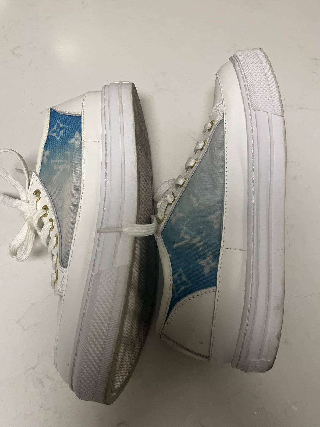 White & Blue Monogram Sneakers - photo 2