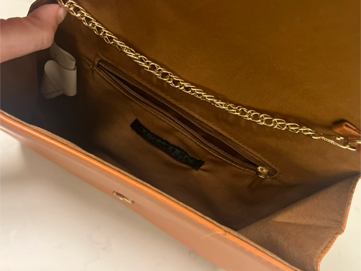 Brown Envelope Clutch w/ Chain Strap NEW - photo 2