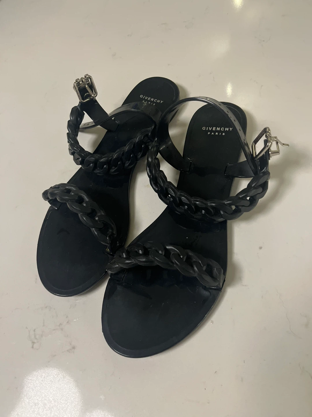 Givenchy Black Jelly Chain Strap Sandals Size 38