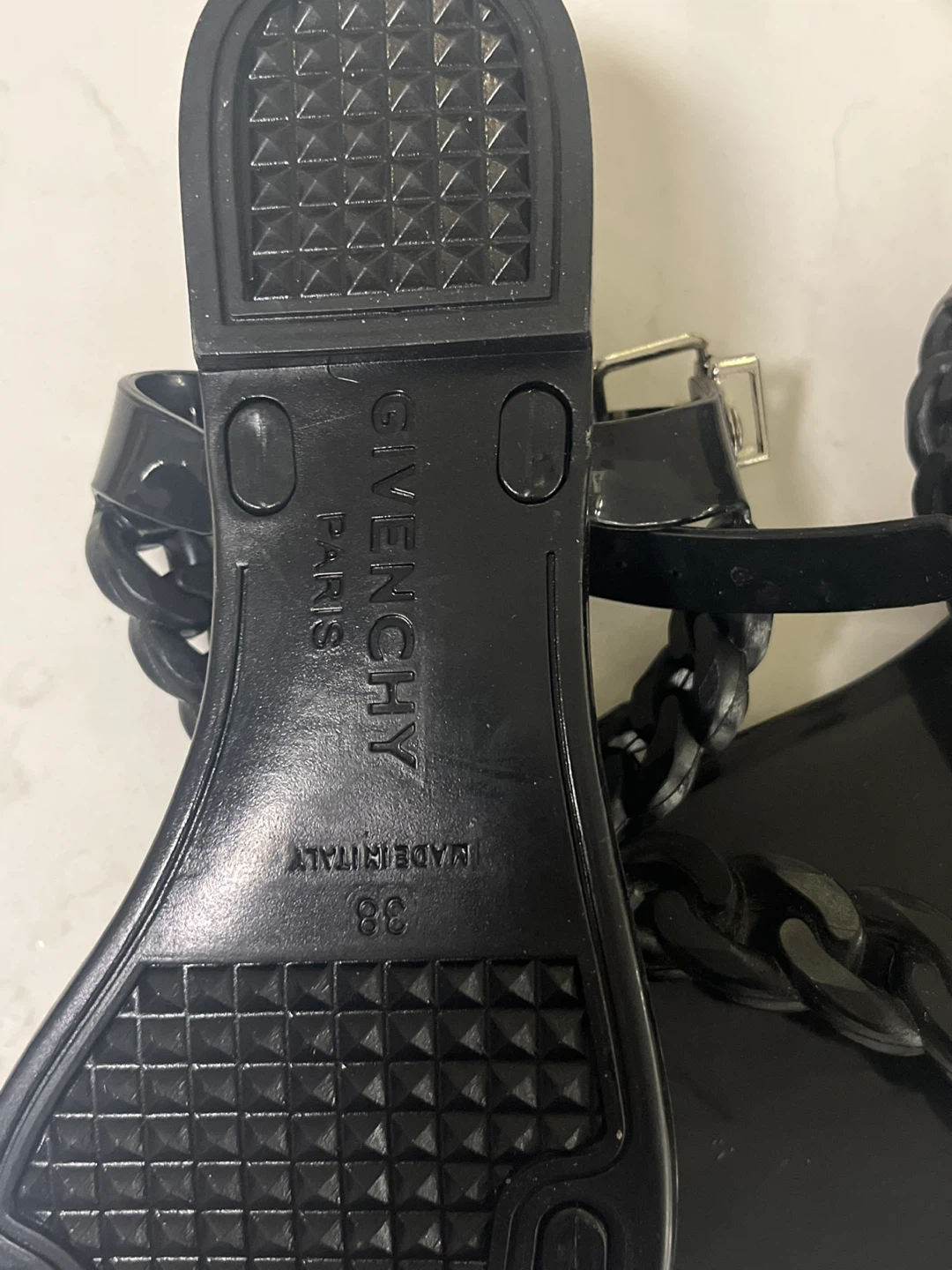 Givenchy Black Jelly Chain Strap Sandals Size 38 - photo 2