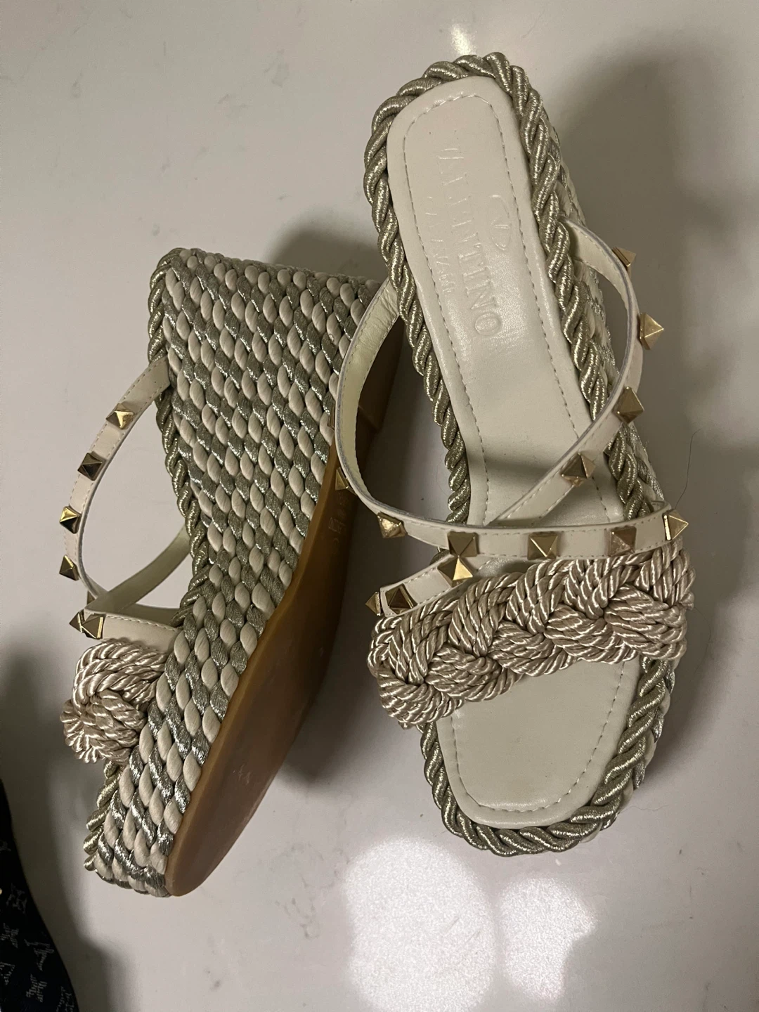 Studded Rope Wedge Sandals NEW Valentino inspo