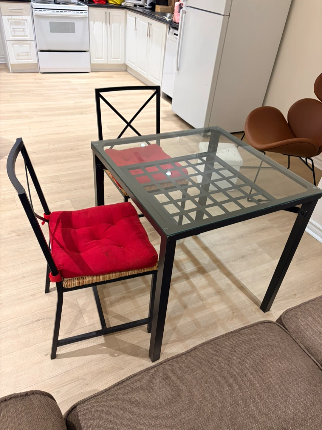 Glass Top Dining Table with 2 Chairs