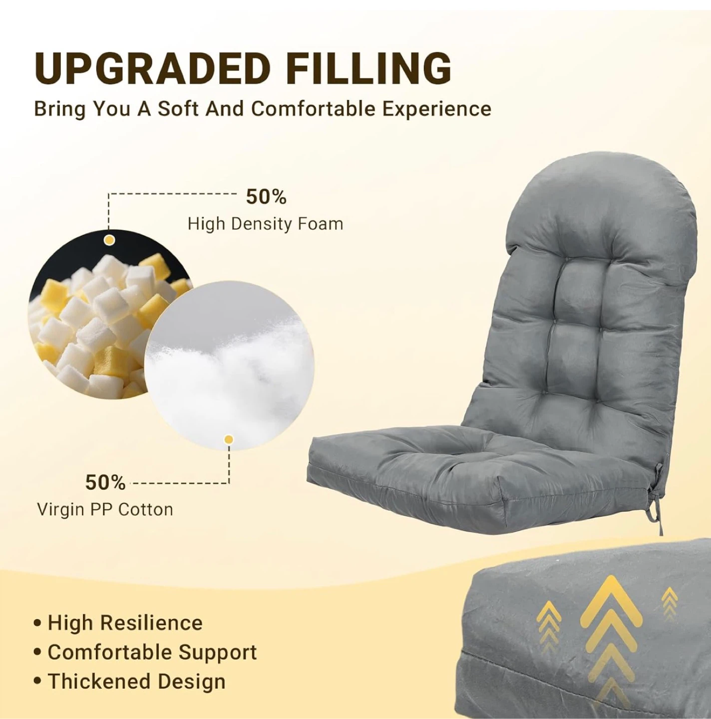 Yaff High Back Patio Chair Cushions - Dark Gray (2 PCS) - photo 4