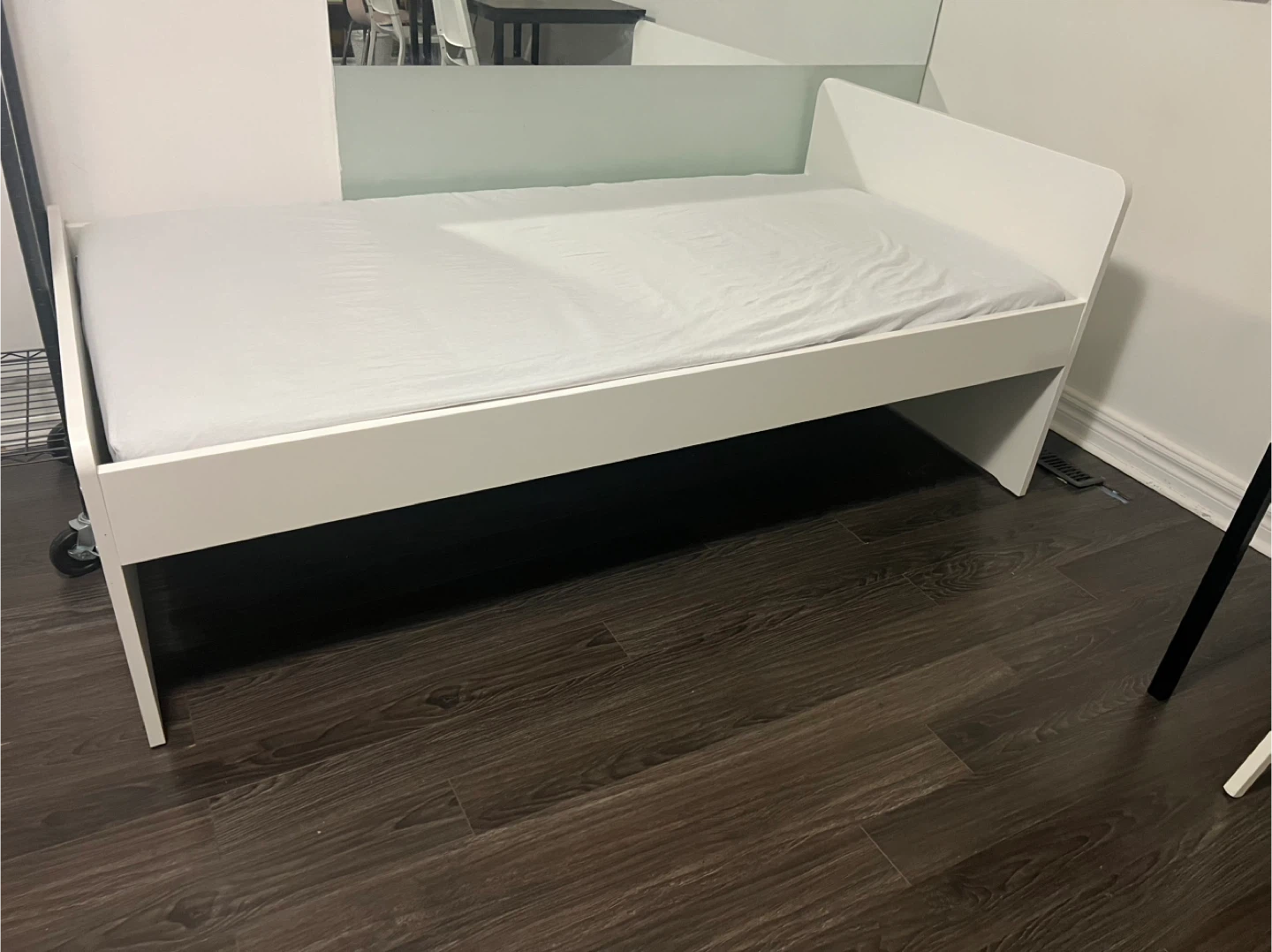 White Twin Bed Frame with free mattress