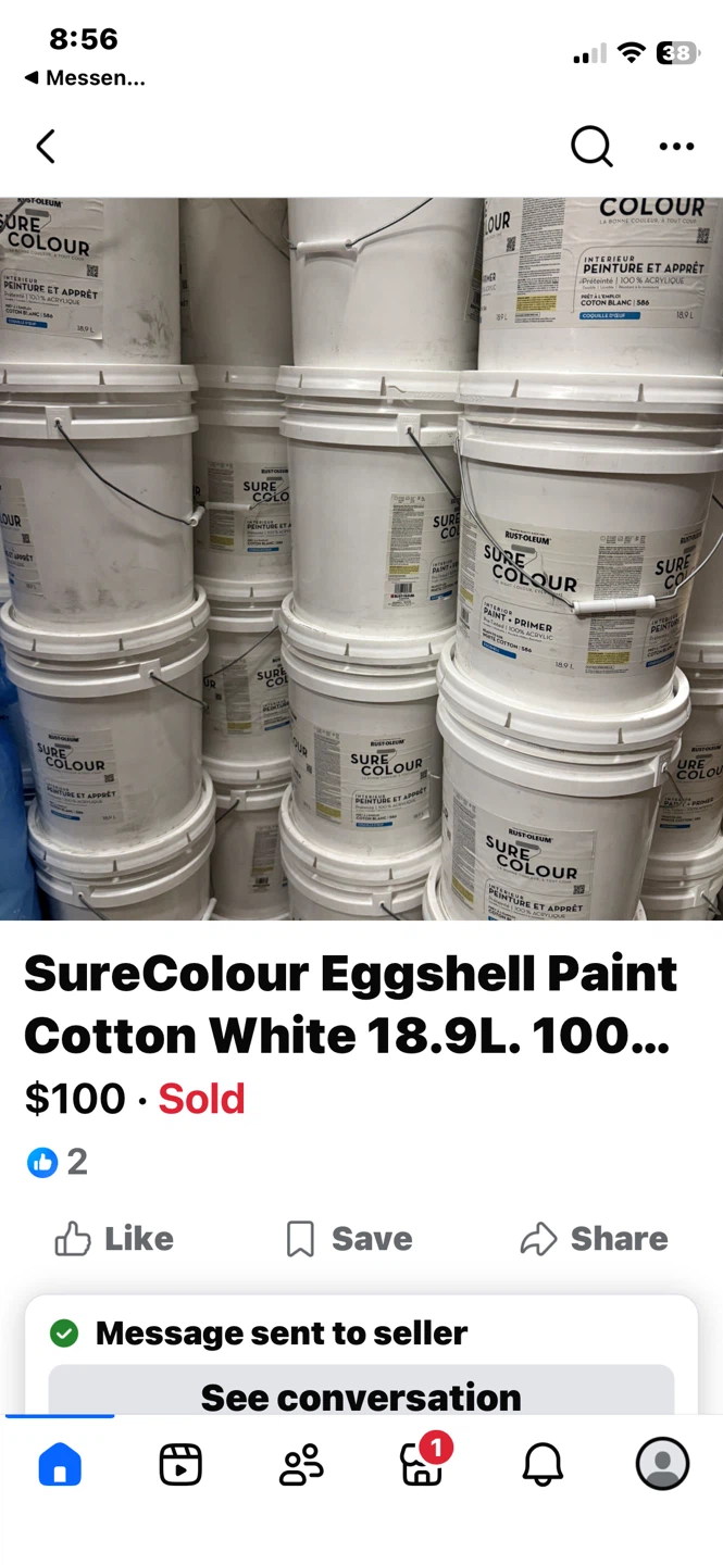 Rust-Oleum SureColour Eggshell Paint - Cotton White 18.9L