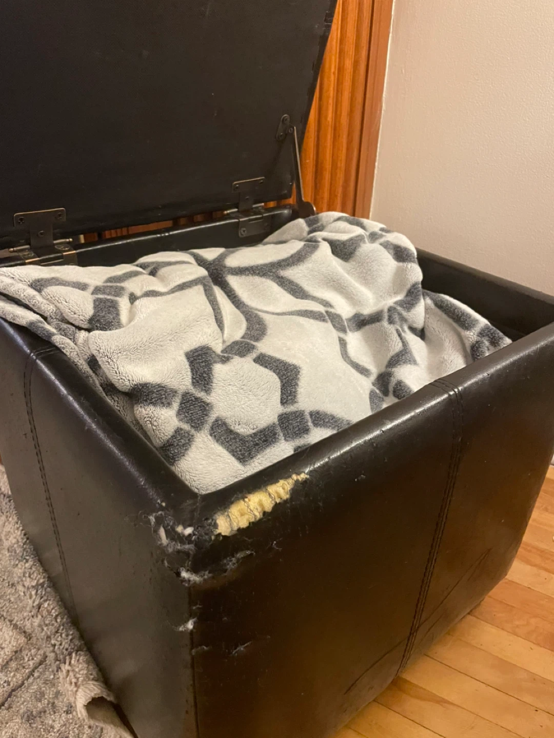 Black Storage Ottoman Footrest - photo 2