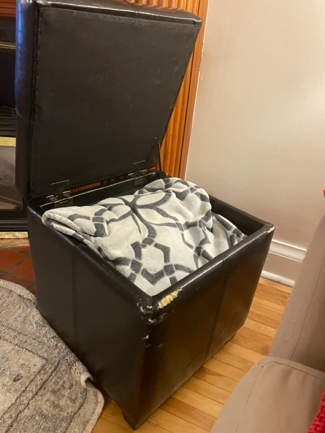 Black Storage Ottoman Footrest - photo 3