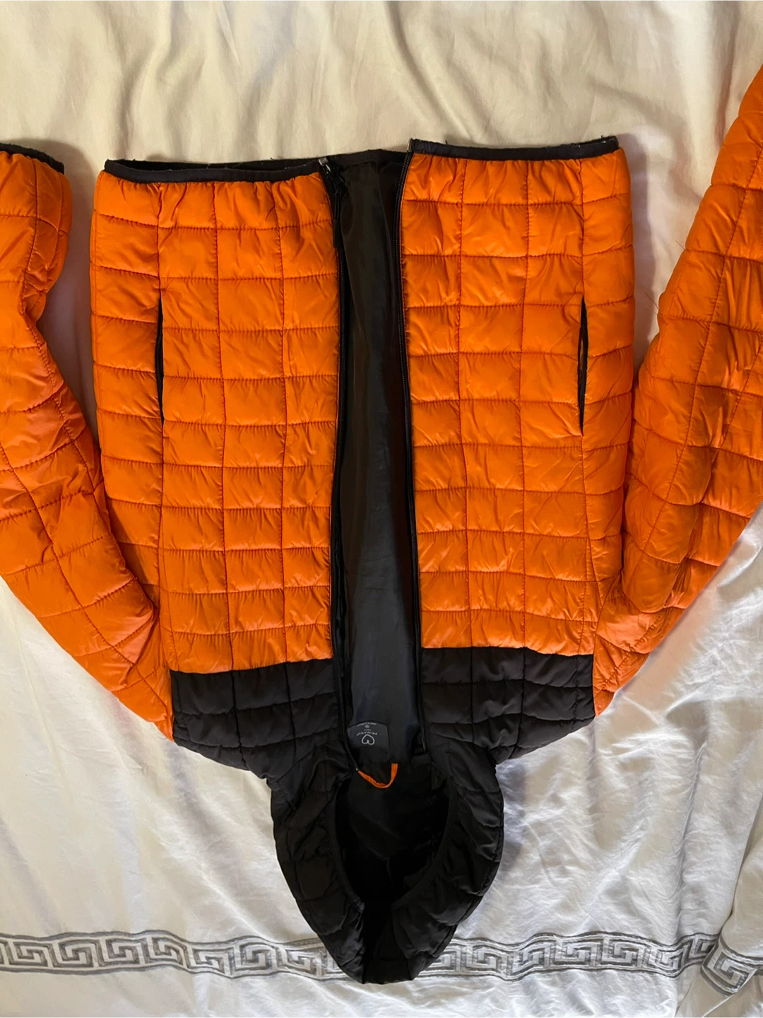 Primark Padded Jacket - Orange & Black - Size Medium