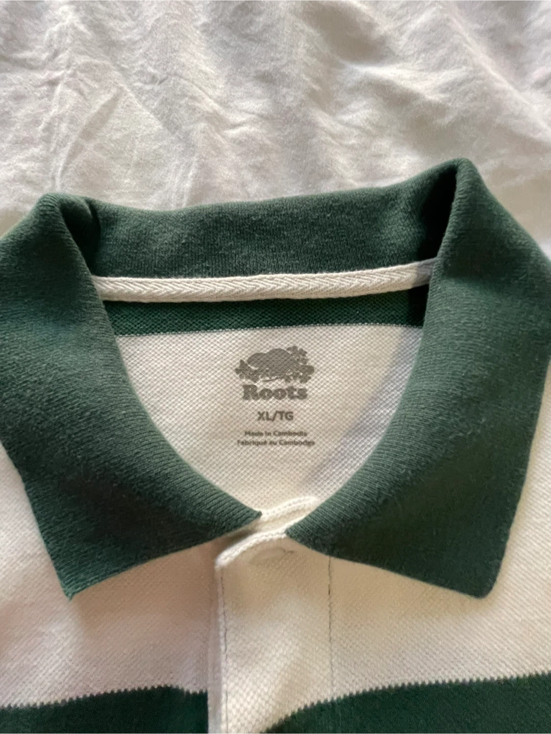 Roots Rugby Shirt - White/Green Stripe - XL/TG - photo 2