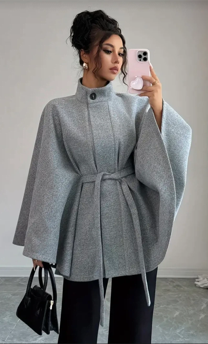 New Grey Cape with Belt