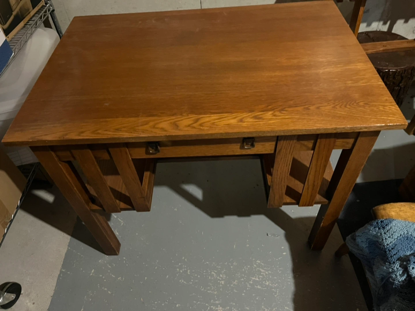 Solid oak Desk with Shelves and a drawer for storage