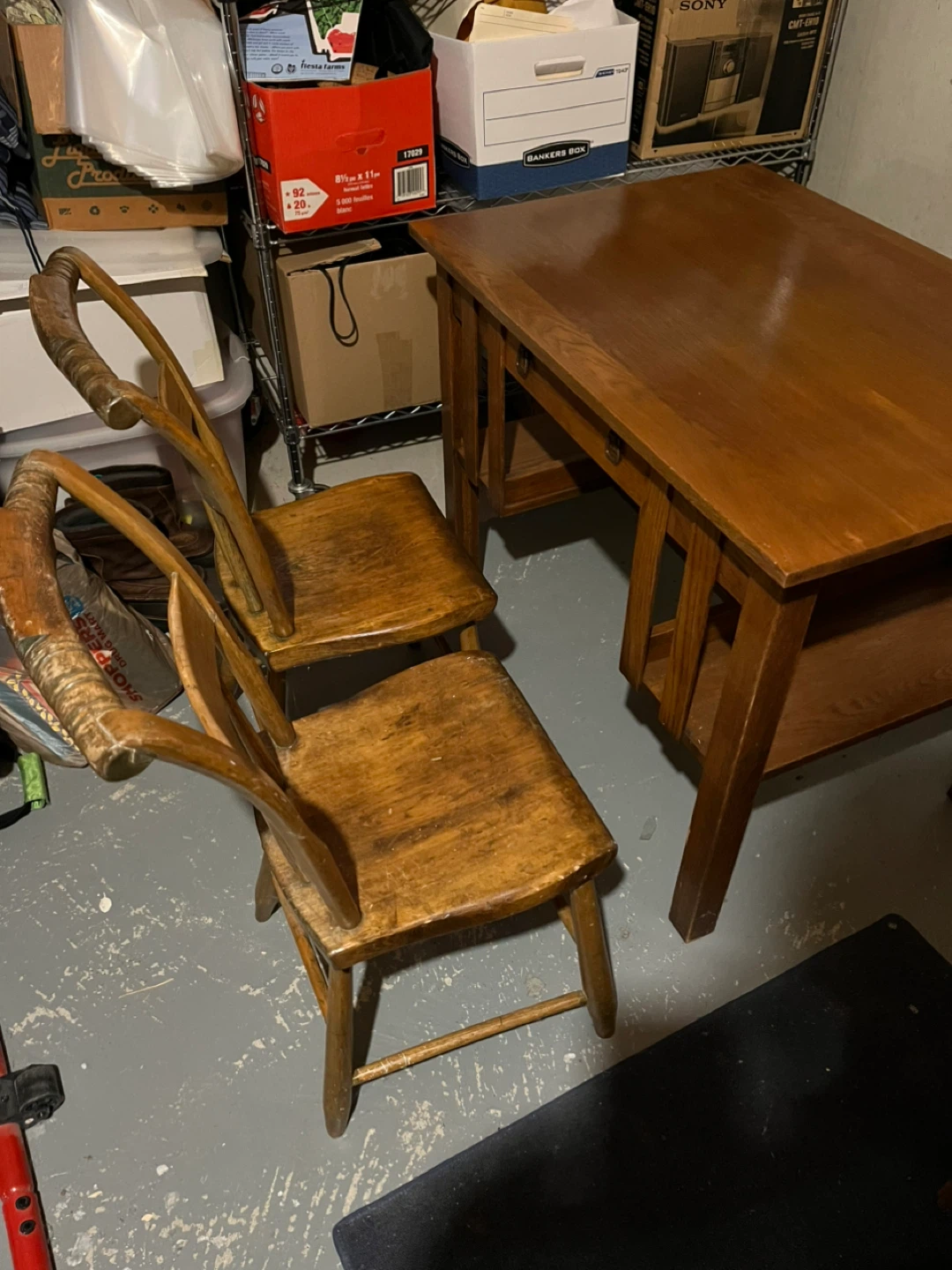 Solid oak Desk with Shelves and a drawer for storage - photo 3