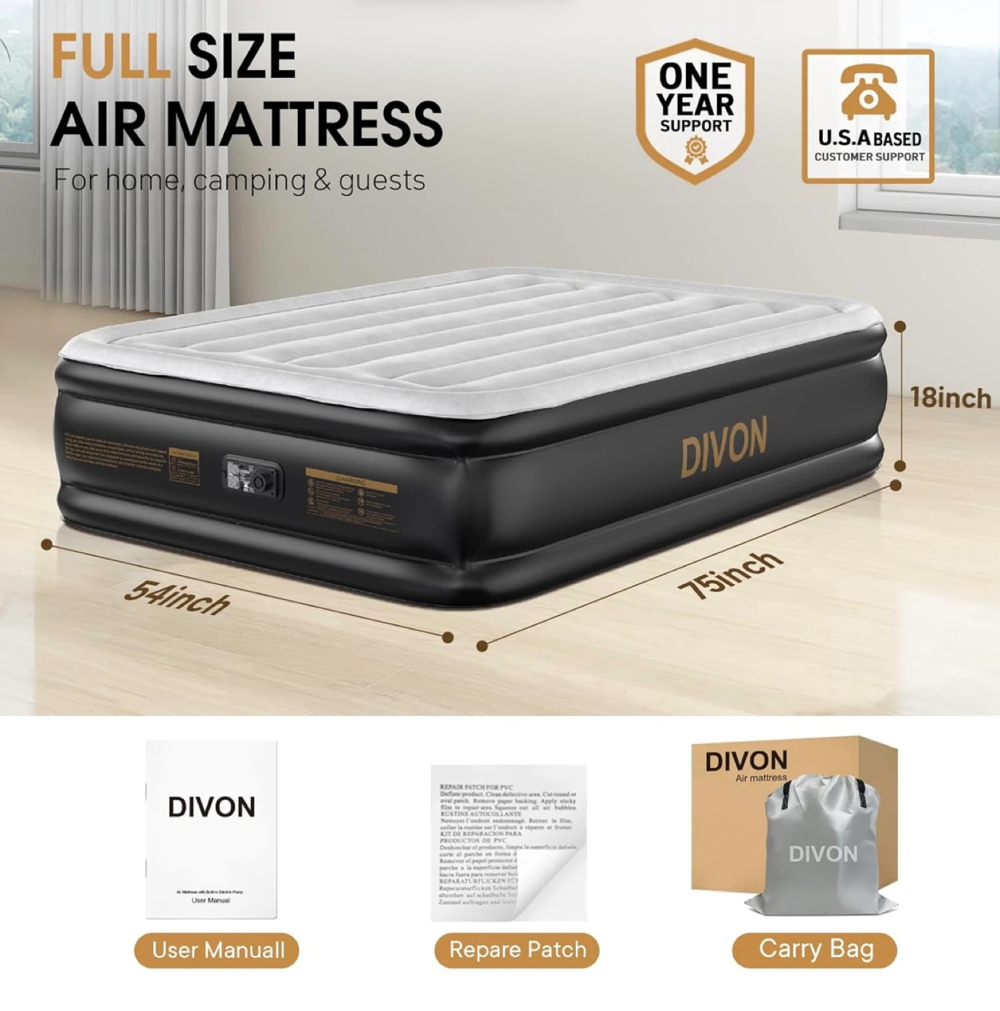 18” full size air mattress with built in pump - photo 2