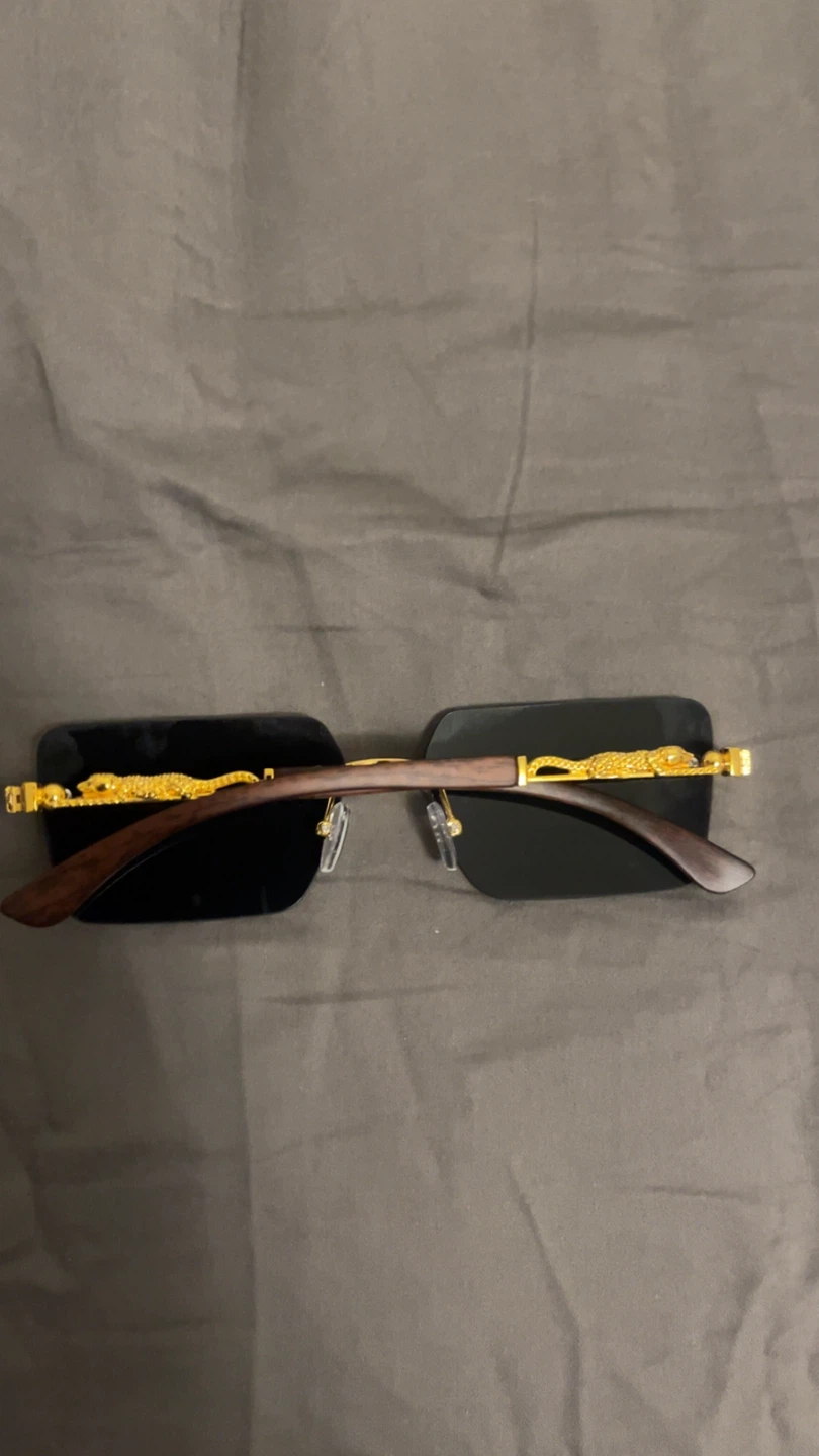 Rimless Sunglasses with Gold Panther Detailing - photo 2