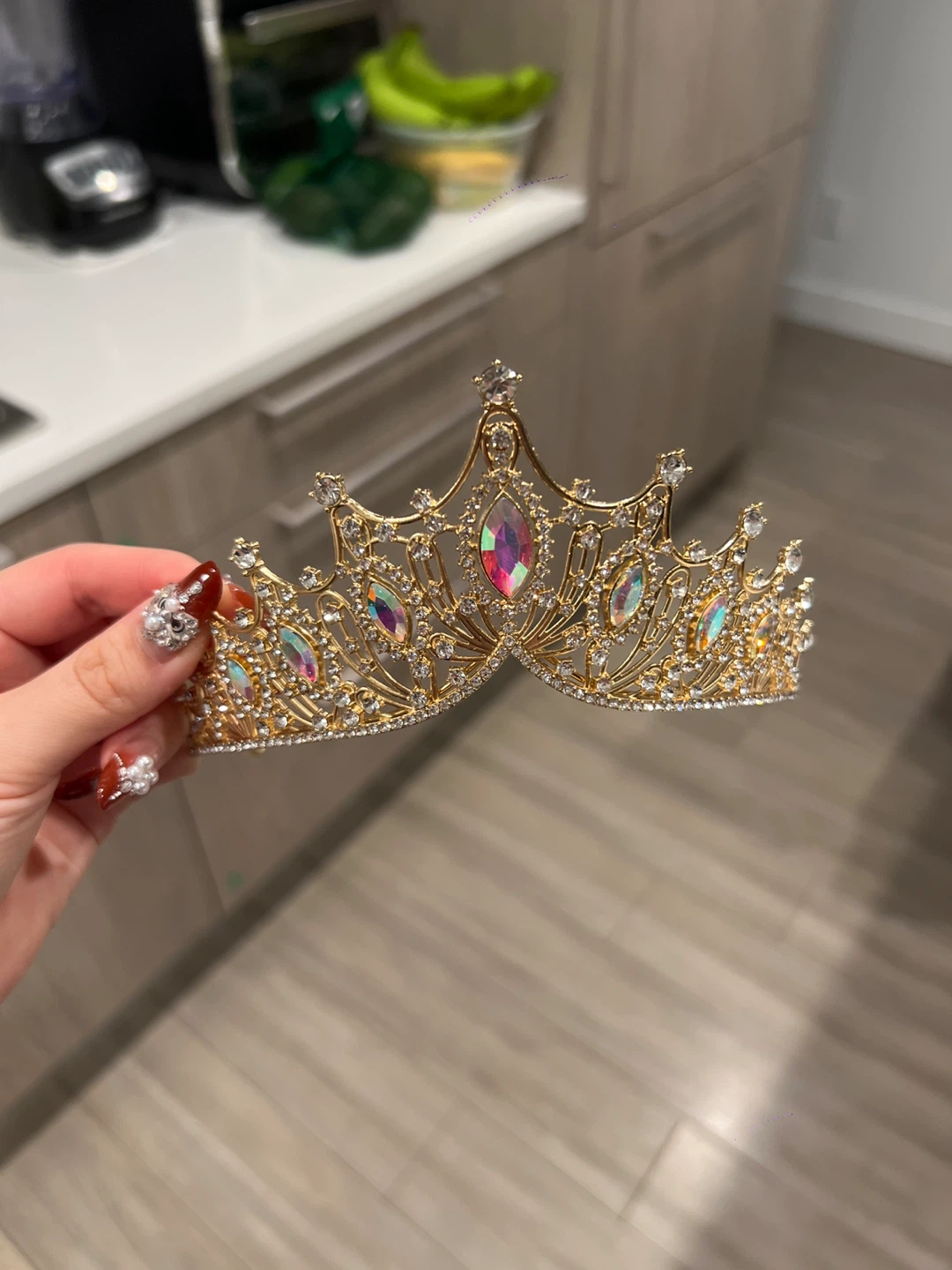 Gold Tiara with Rhinestones