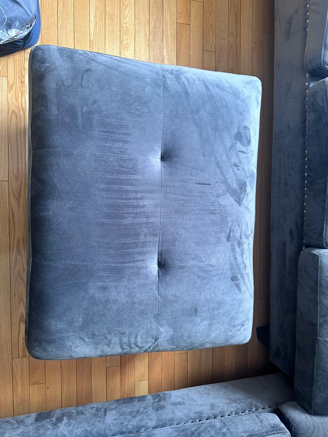Grey Velvet Sectional Sofa with Ottomans - photo 3