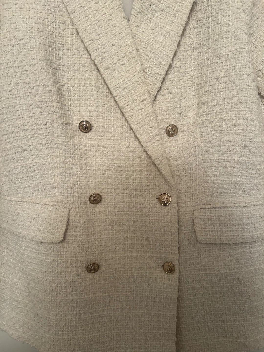 H&M Cream Tweed Double-Breasted Blazer - photo 5