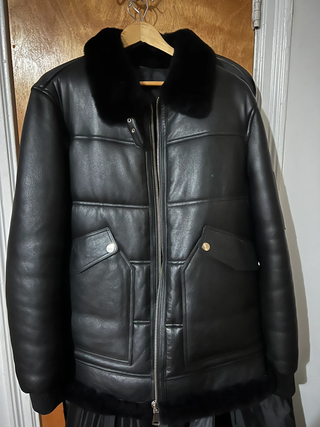 NYC Shearling Company Black Leather Bomber Jacket