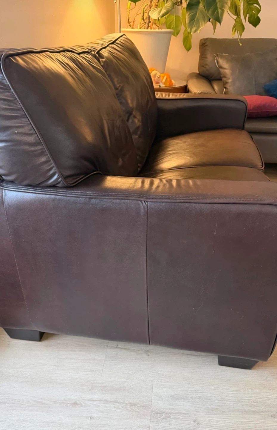 Brown Leather Loveseat