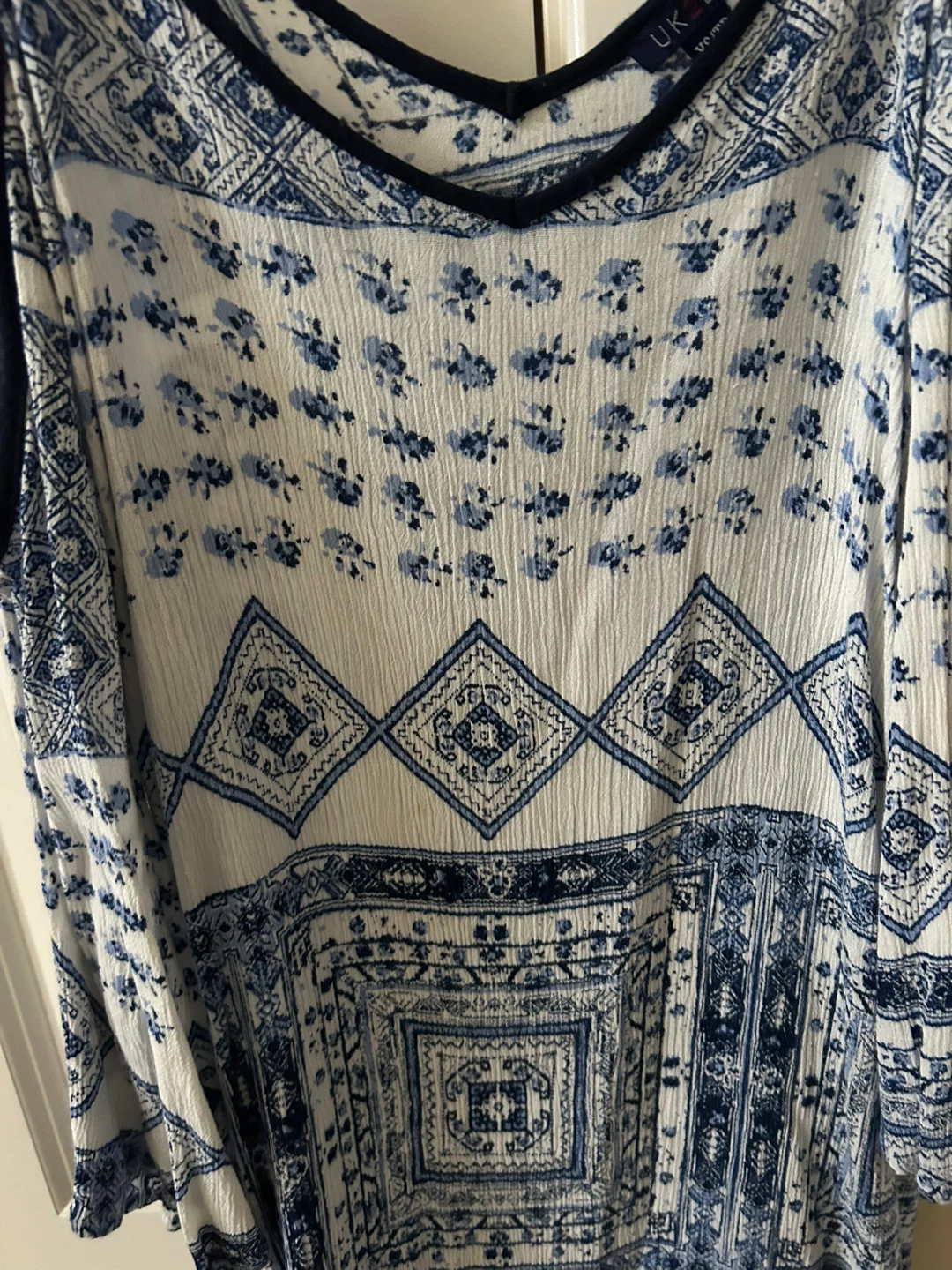 UK2LA Women's Blue & White Patterned Spaghetti Strap Dress - photo 3