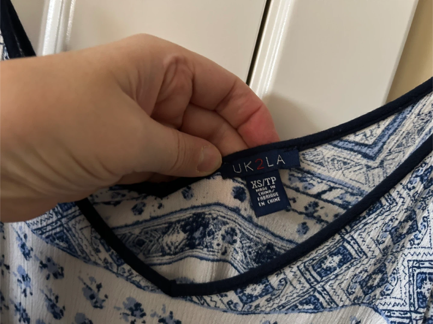 UK2LA Women's Blue & White Patterned Spaghetti Strap Dress - photo 4