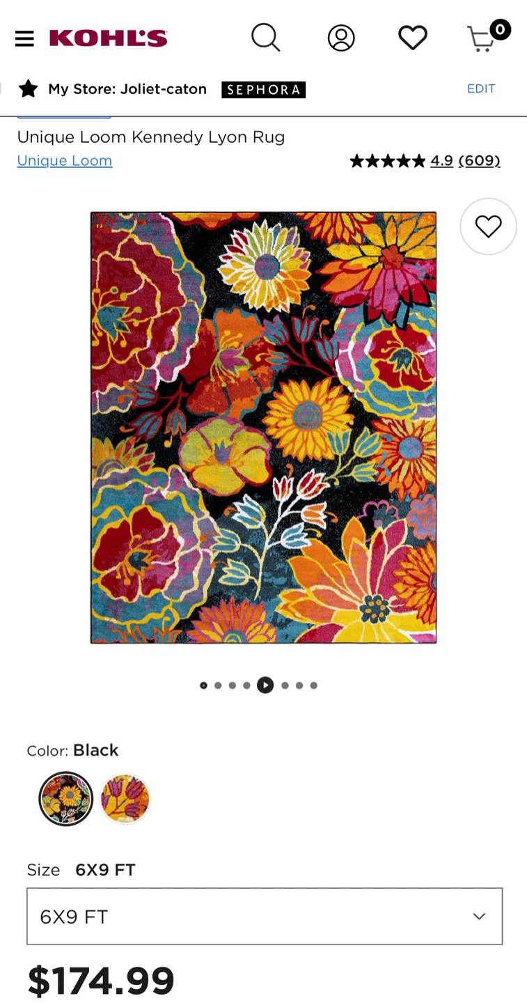 Unique Loom Kennedy Lyon Rug - 6x9 FT, Black - photo 4