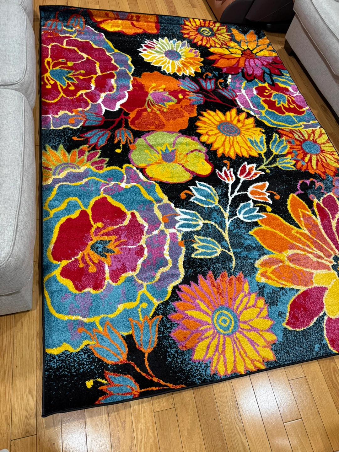 Unique Loom Kennedy Lyon Rug - 6x9 FT, Black
