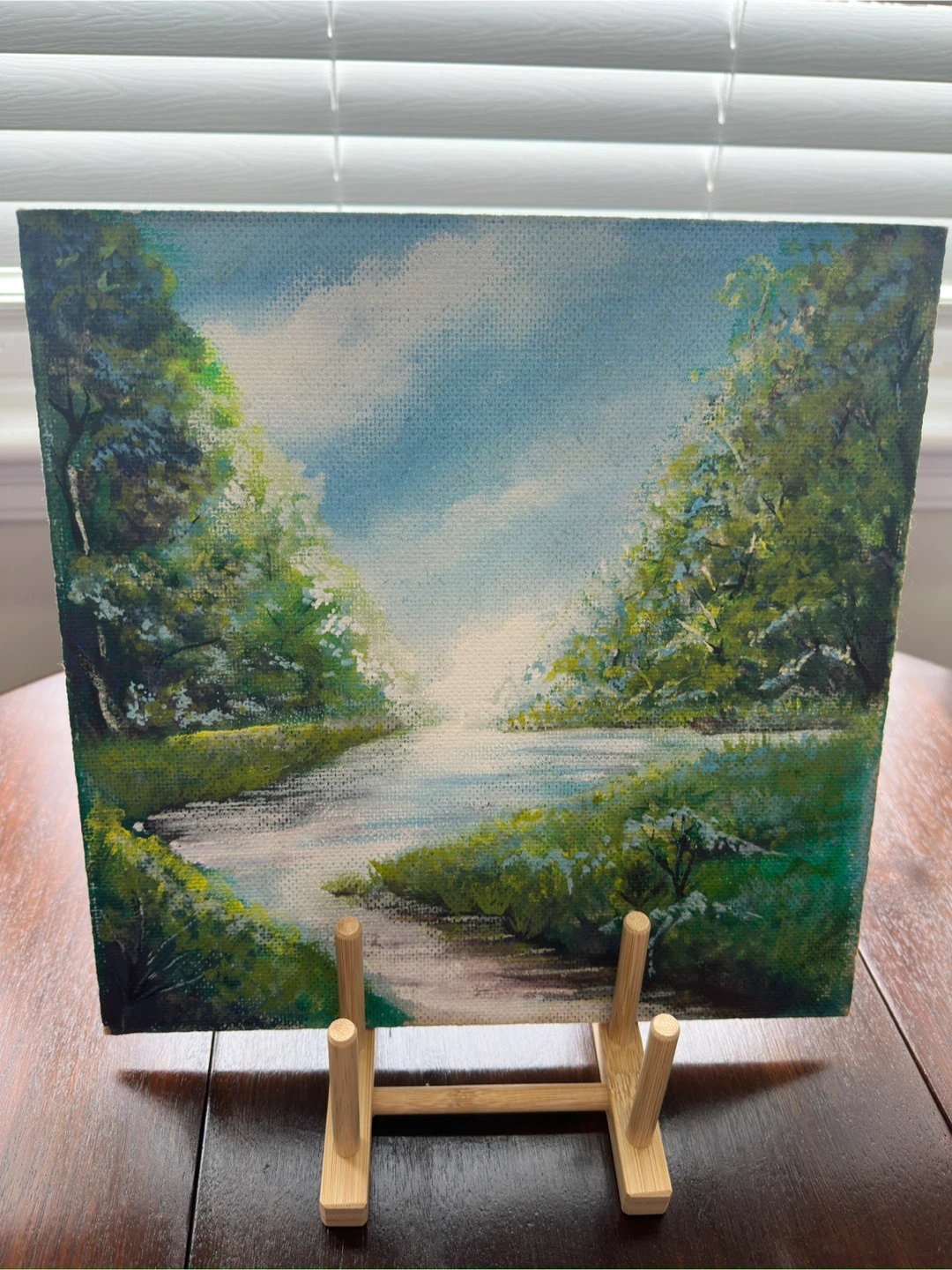 Canvas Painting of a Scenic River Landscape - photo 3