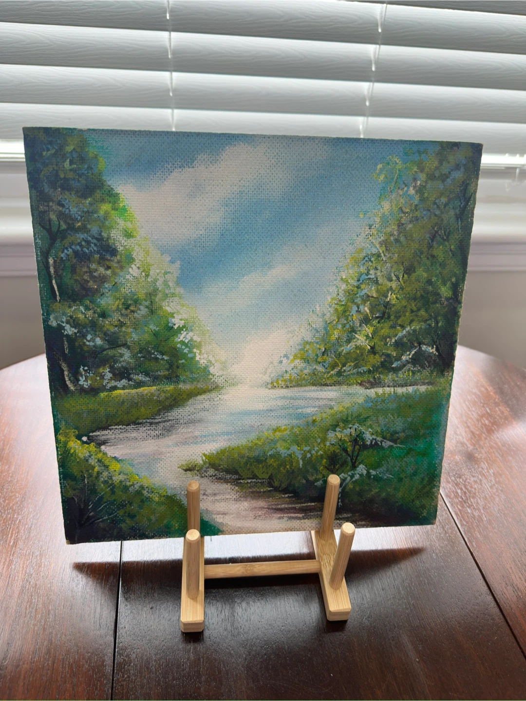 Canvas Painting of a Scenic River Landscape