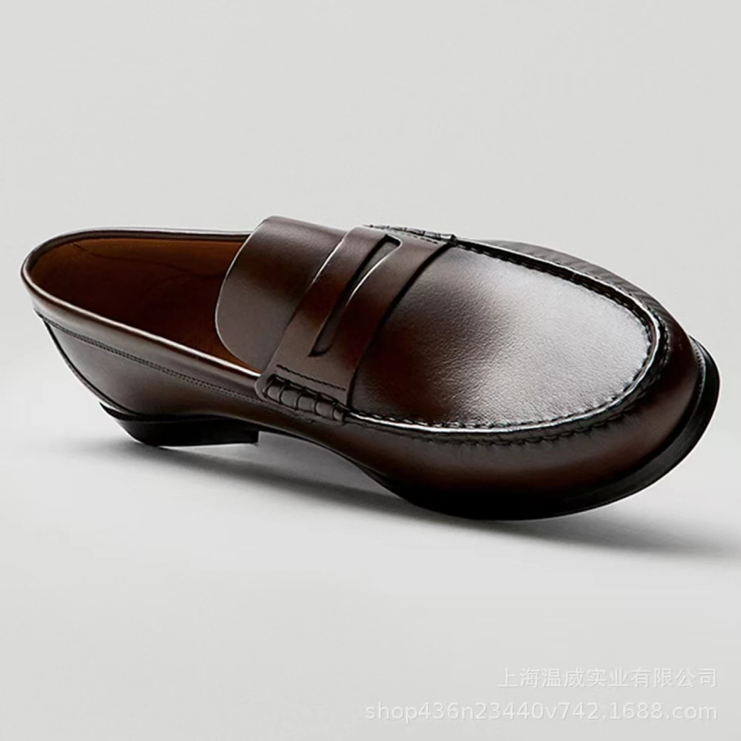 Victorroad Men's Brown calf Leather Penny Loafers Size 44 - photo 2